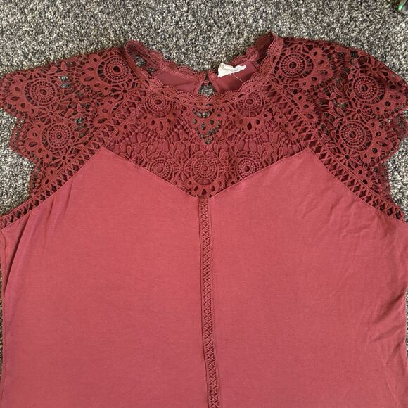 Perch Blu Pepper 3XL Womens Blouse Top Boho Floral Crochet Hippie 3X Salmon - Picture 3 of 5